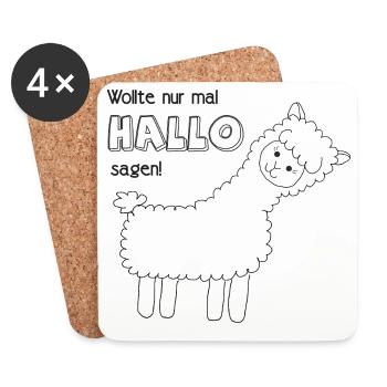 Kleiner Alpaka-Gruß - Untersetzer (4er-Set) - Weiß - Vorne