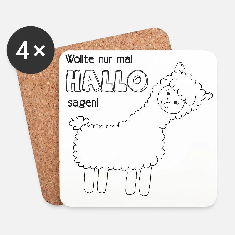 Kleiner Alpaka-Gruß - Untersetzer (4er-Set) - Weiß