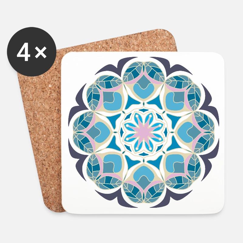 Beach day Mandala - Untersetzer (4er-Set) - Weiß