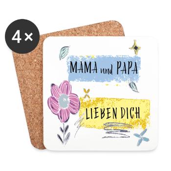 Mama und Papa lieben dich - Untersetzer (4er-Set) - Weiß - Vorne