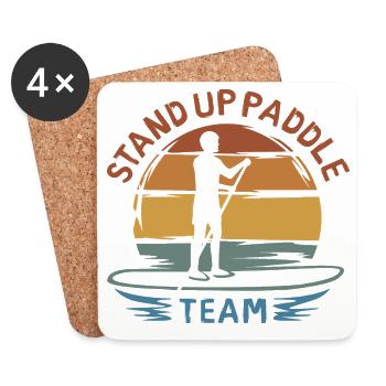 Logo SUP vintage - Paddle Water Sports Club - Dessous de verre (lot de 4) - blanc - Devant
