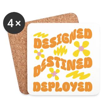 CONÇU DESTINÉ DÉPLOYÉ – Retro Flower Vibes - Dessous de verre (lot de 4) - blanc - Devant