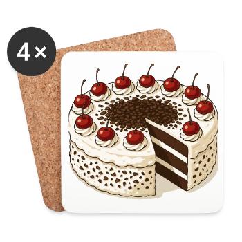 Schwarzwälder Kirschtorte - Untersetzer (4er-Set) - Weiß - Vorne