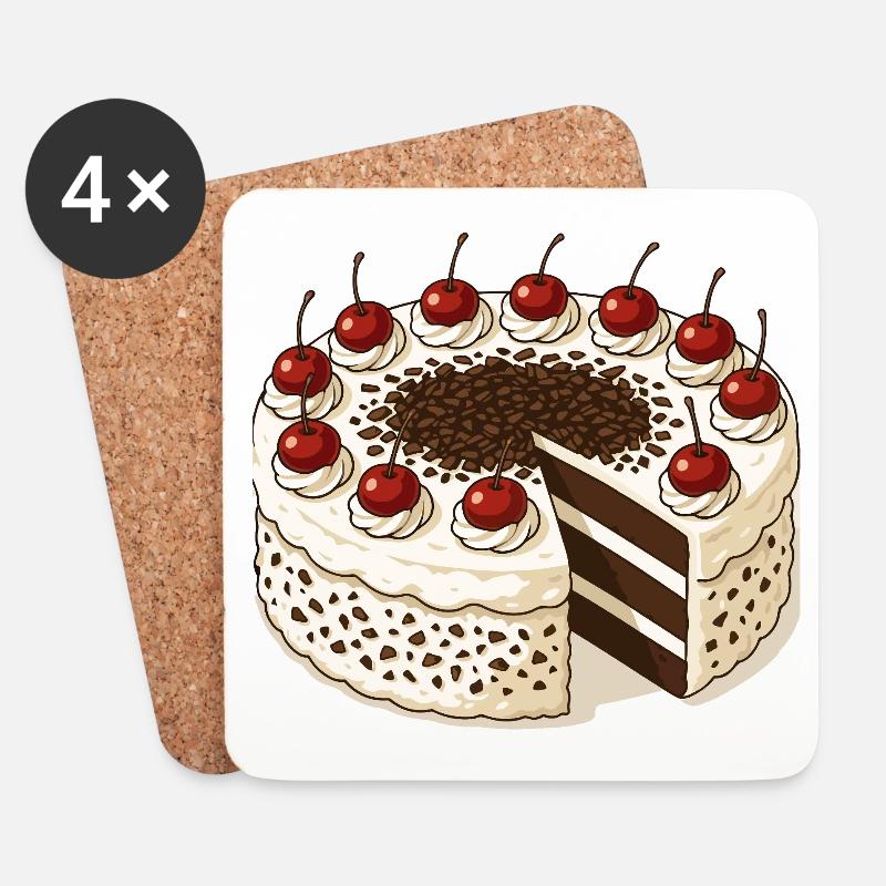 Schwarzwälder Kirschtorte - Untersetzer (4er-Set) - Weiß