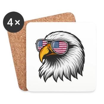 Aigle américain avec drapeau dans des lunettes - Dessous de verre (lot de 4) - blanc - Devant
