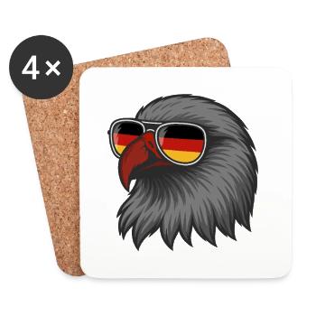 Deutscher Adler mit Fahne in DE-Brille - Untersetzer (4er-Set) - Weiß - Vorne