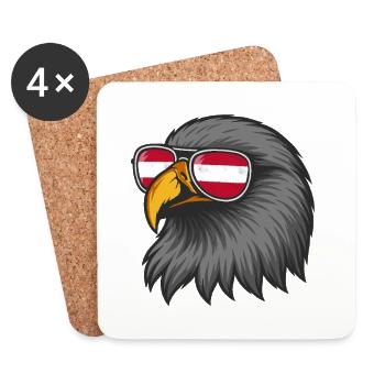 Österreichischer Adler mit Fahne in Gläsern - Untersetzer (4er-Set) - Weiß - Vorne