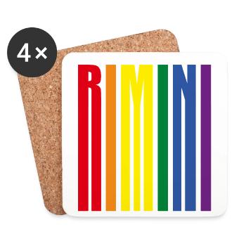 Rimini Rainbow Pride Cadeau Vacances Mer - Dessous de verre (lot de 4) - blanc - Devant