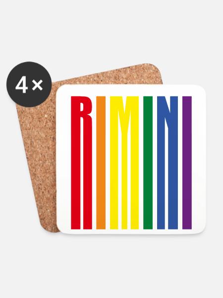 Rimini Regenbogen Pride Geschenk Urlaub Meer - Untersetzer (4er-Set) - Weiß