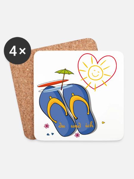 Urlaub am Meer - Untersetzer (4er-Set) - Weiß