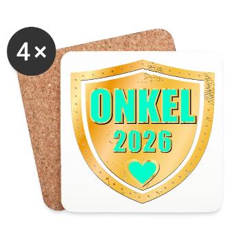 BABY 2026 ONKEL BRUDER - Untersetzer (4er-Set) - Weiß - Vorne