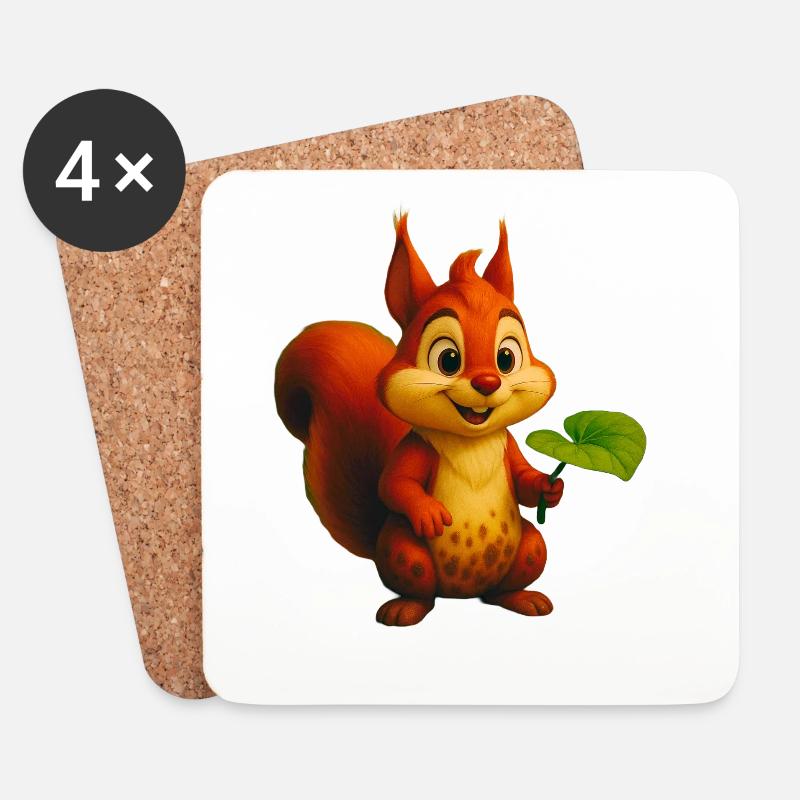 Eichhörnchen - Untersetzer (4er-Set) - Weiß