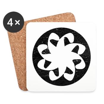 Symbole arménien Chrétien d’éternité - cercle noir - Dessous de verre (lot de 4) - blanc - Devant
