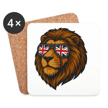Lion avec le drapeau britannique dans des lunettes - Dessous de verre (lot de 4) - blanc - Devant