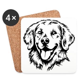 Golden Retriever Labrador - Hunde Illustration - Untersetzer (4er-Set) - Weiß - Vorne