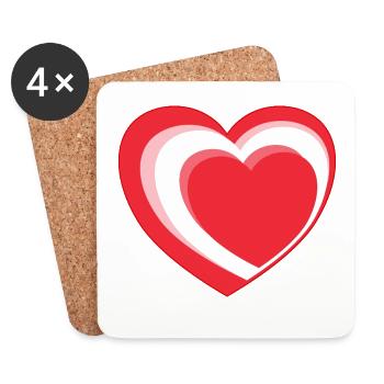 Red-White-Red Heart - Coasters (set of 4) - white - Front