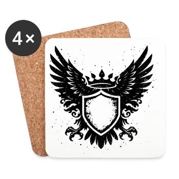 Coat of arms with wings – symbolic design - Coasters (set of 4) - white - Front
