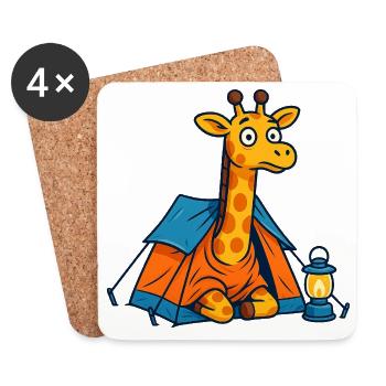 Cartoon Giraffe Camping Design - Untersetzer (4er-Set) - Weiß - Vorne