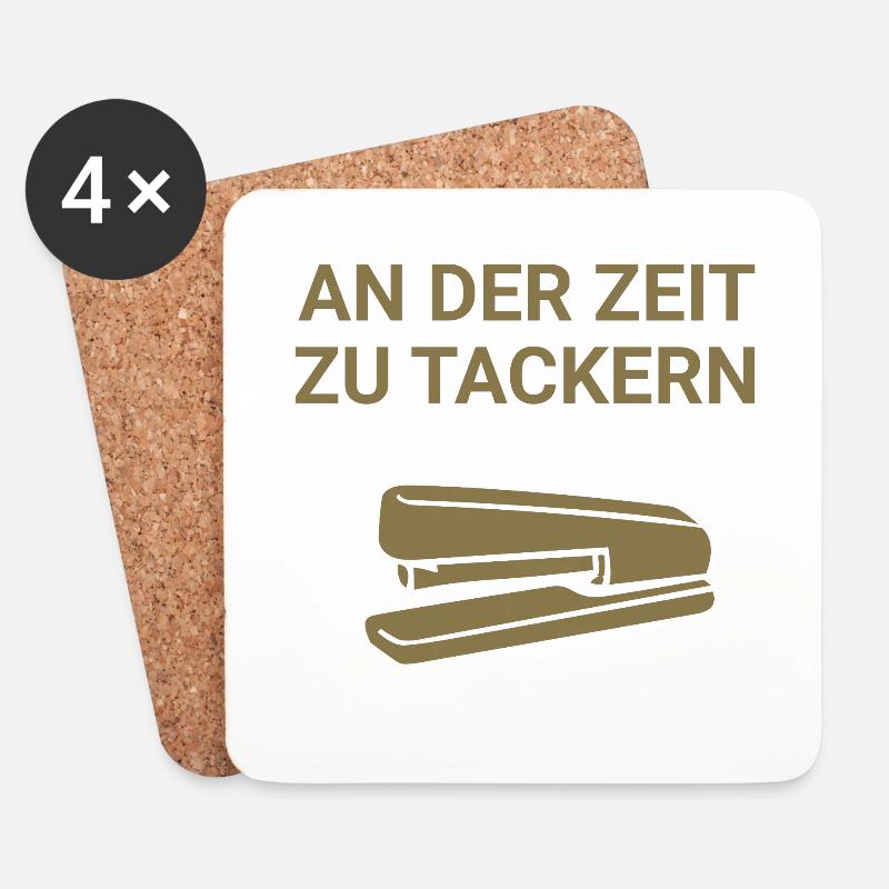 An der Zeit zu tackern - Untersetzer (4er-Set) - Weiß