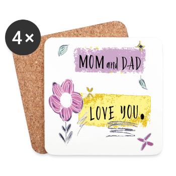 Maman et papa - Dessous de verre (lot de 4) - blanc - Devant