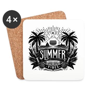SUMMER Vibes, Beach Design - Untersetzer (4er-Set) - Weiß - Vorne
