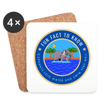 Elephants love water and swim very well - Coasters (set of 4) - white - Front
