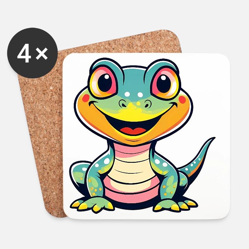 Cute Dino - Untersetzer (4er-Set) - Weiß