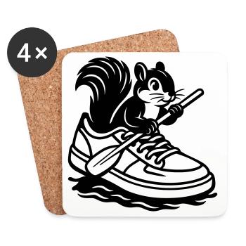 Squirrel in sneakers! - Coasters (set of 4) - white - Front