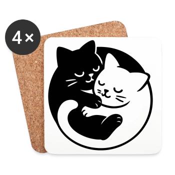 Yin-Yang Cats - Coasters (set of 4) - white - Front