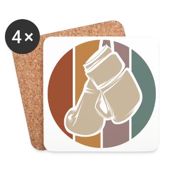 Gants de boxe rétro comme logo - Symbole de boxe vintage - Dessous de verre (lot de 4) - blanc - Devant