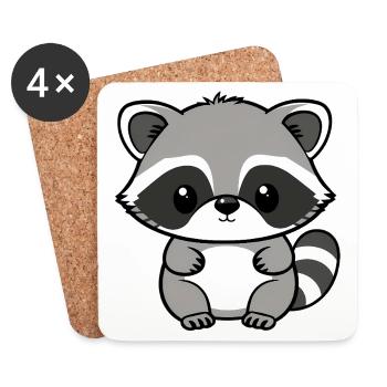 Raccoon - Coasters (set of 4) - white - Front