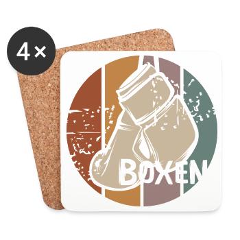 Boxing Retro Design – Vintage Boxing Gloves - Coasters (set of 4) - white - Front