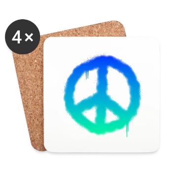 Das Graffiti Friedenszeichen - Untersetzer (4er-Set) - Weiß - Vorne
