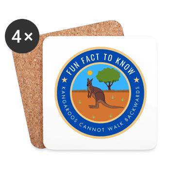 Kangaroos cannot walk backwards - Coasters (set of 4) - white - Front