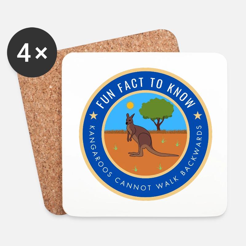 Kangaroos cannot walk backwards - Coasters (set of 4) - white
