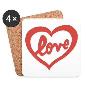 Heart in love - Coasters (set of 4) - white - Front