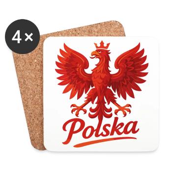 Polen Polska Adler Flagge Fahne episch Geschenk - Untersetzer (4er-Set) - Weiß - Vorne
