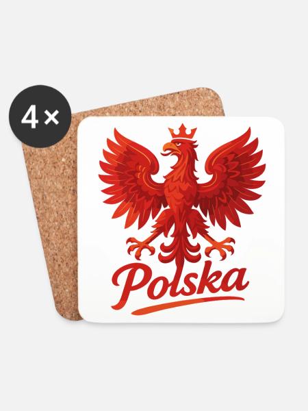 Polen Polska Adler Flagge Fahne episch Geschenk - Untersetzer (4er-Set) - Weiß