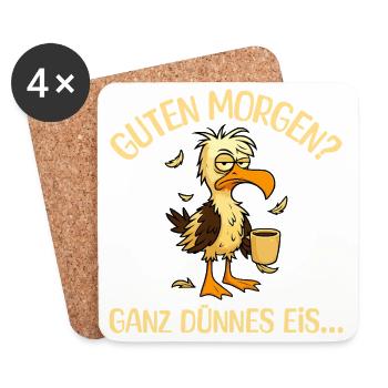 Morning grouch seagull with coffee - Coasters (set of 4) - white - Front