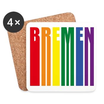 Bremen Regenbogen Pride Geschenk - Untersetzer (4er-Set) - Weiß - Vorne