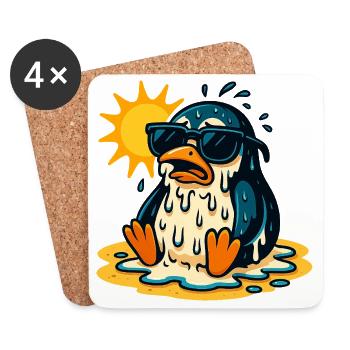 Sonniger Sommerpinguin mit Sonnenbrille - Untersetzer (4er-Set) - Weiß - Vorne