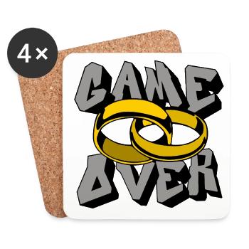 GameOver Ringe Liebesfinale - Untersetzer (4er-Set) - Weiß - Vorne