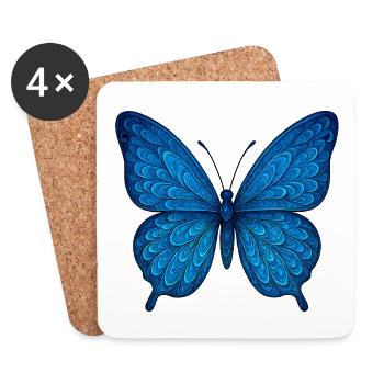 Blauer Schmetterling - Untersetzer (4er-Set) - Weiß - Vorne