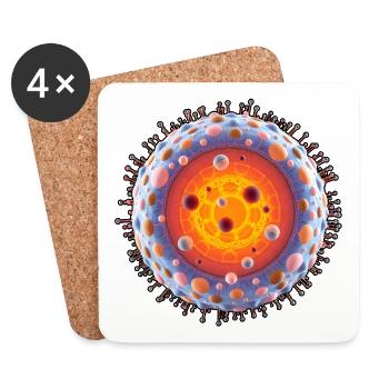 Noyau cellulaire néon : Art biotechnologique - Dessous de verre (lot de 4) - blanc - Devant