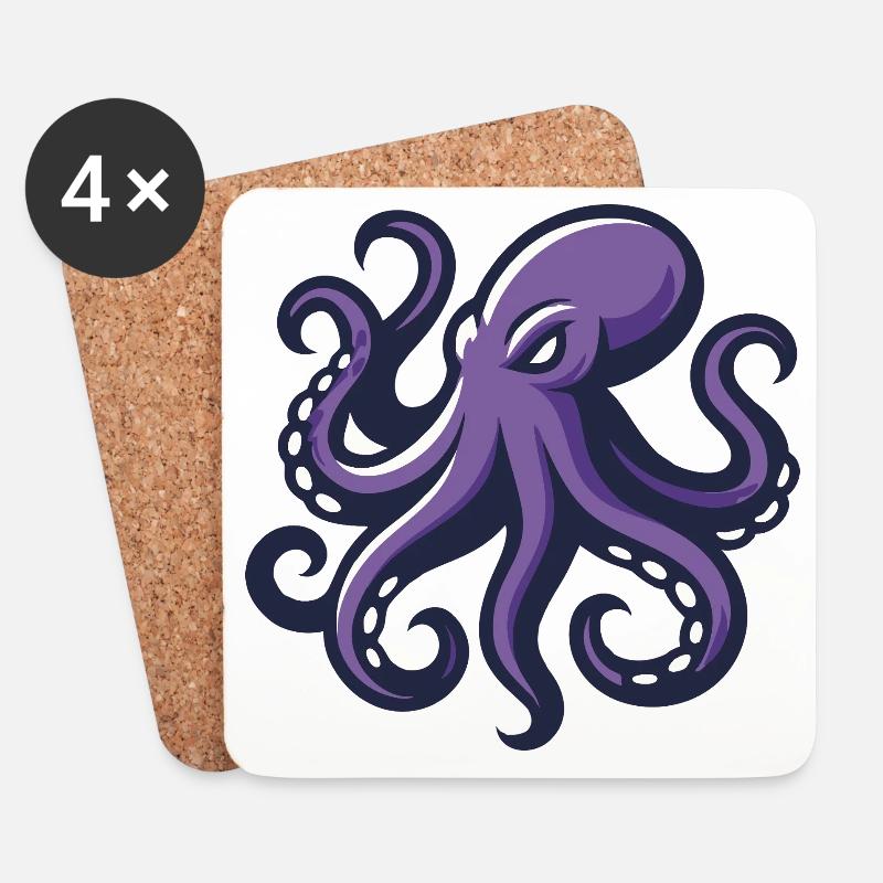 Oktopus lila Künstler - Untersetzer (4er-Set) - Weiß