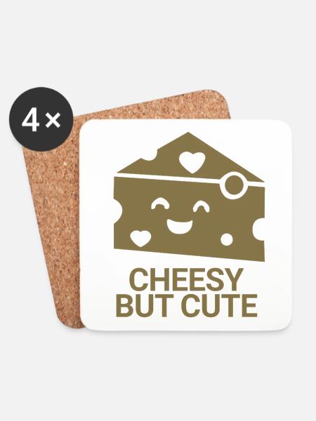 Cheesy but cute - Coasters (set of 4) - white