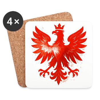Poland Polska Eagle Flag Flag Cool Gift - Coasters (set of 4) - white - Front