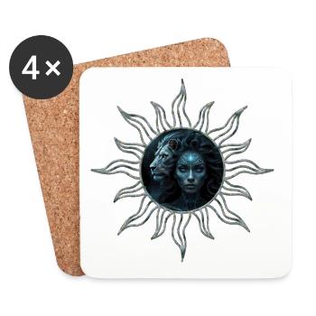 Connexion mystique : la femme mystique et le lion - Dessous de verre (lot de 4) - blanc - Devant