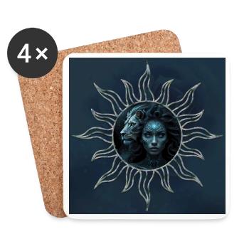 Mystical connection: the mystical woman and the lion. - Coasters (set of 4) - white - Front
