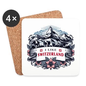 J’AIME LA SUISSE - Dessous de verre (lot de 4) - blanc - Devant